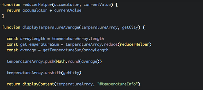 image for the 'Display Temperature Averages with JavaScript Functional Programming' post
