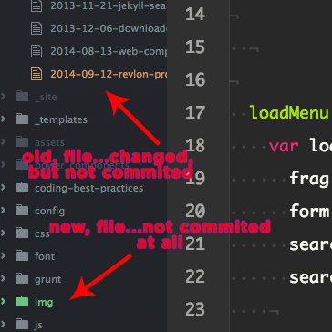 Screenshot of how Atom tracks your current Git branch